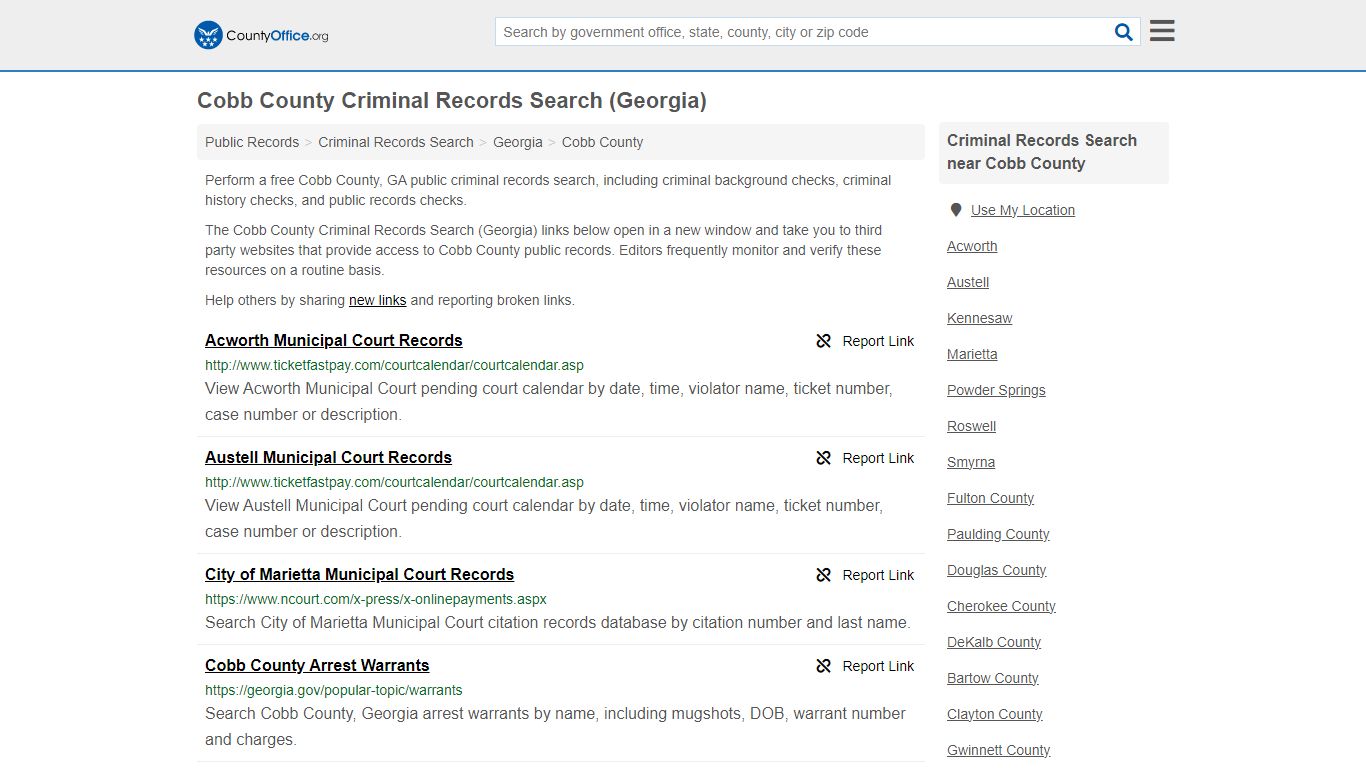 Cobb County Criminal Records Search (Georgia) - County Office